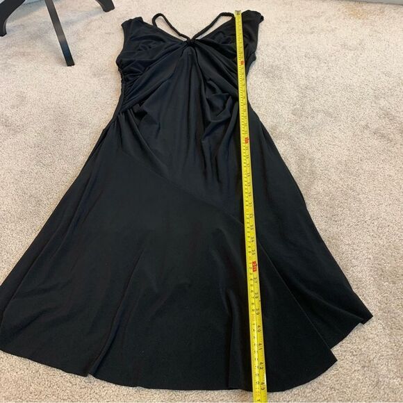 Black V-neck A-line flowy cocktail dress Sz M - Picture 13 of 14